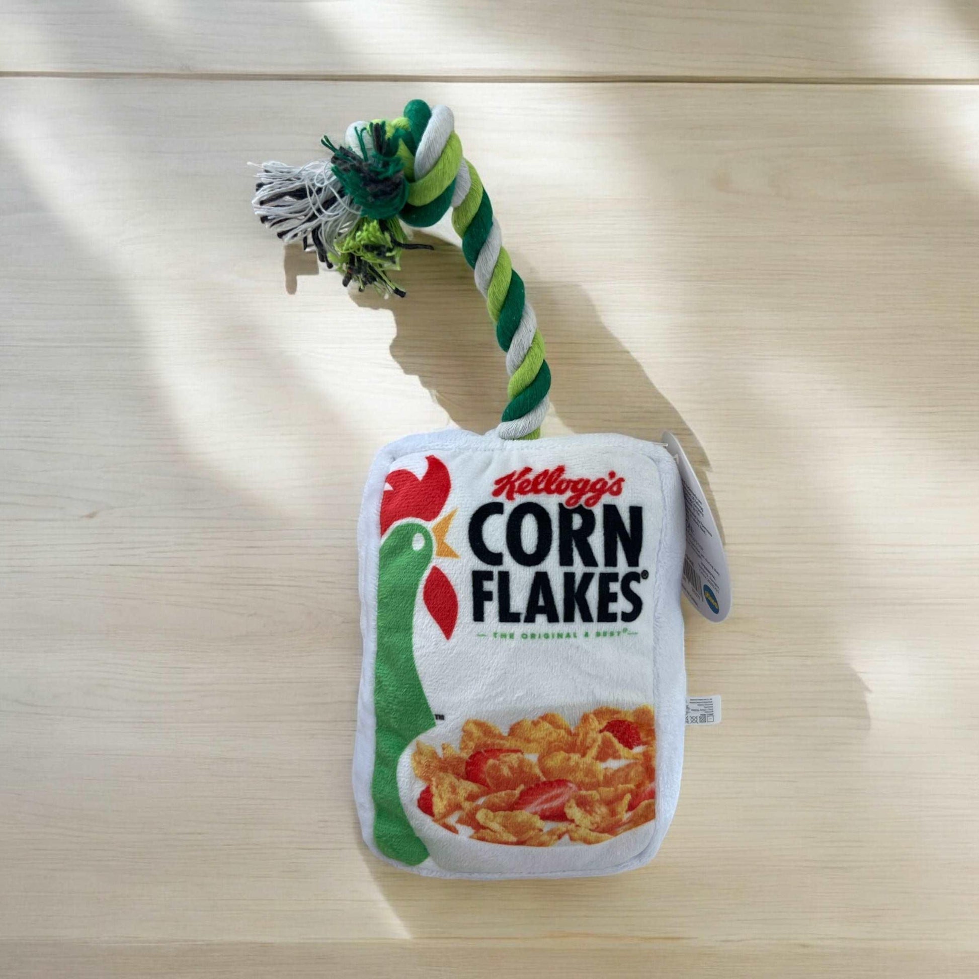 Corn Flakes Squeaky Pet Toy & Rope - bearsupreme