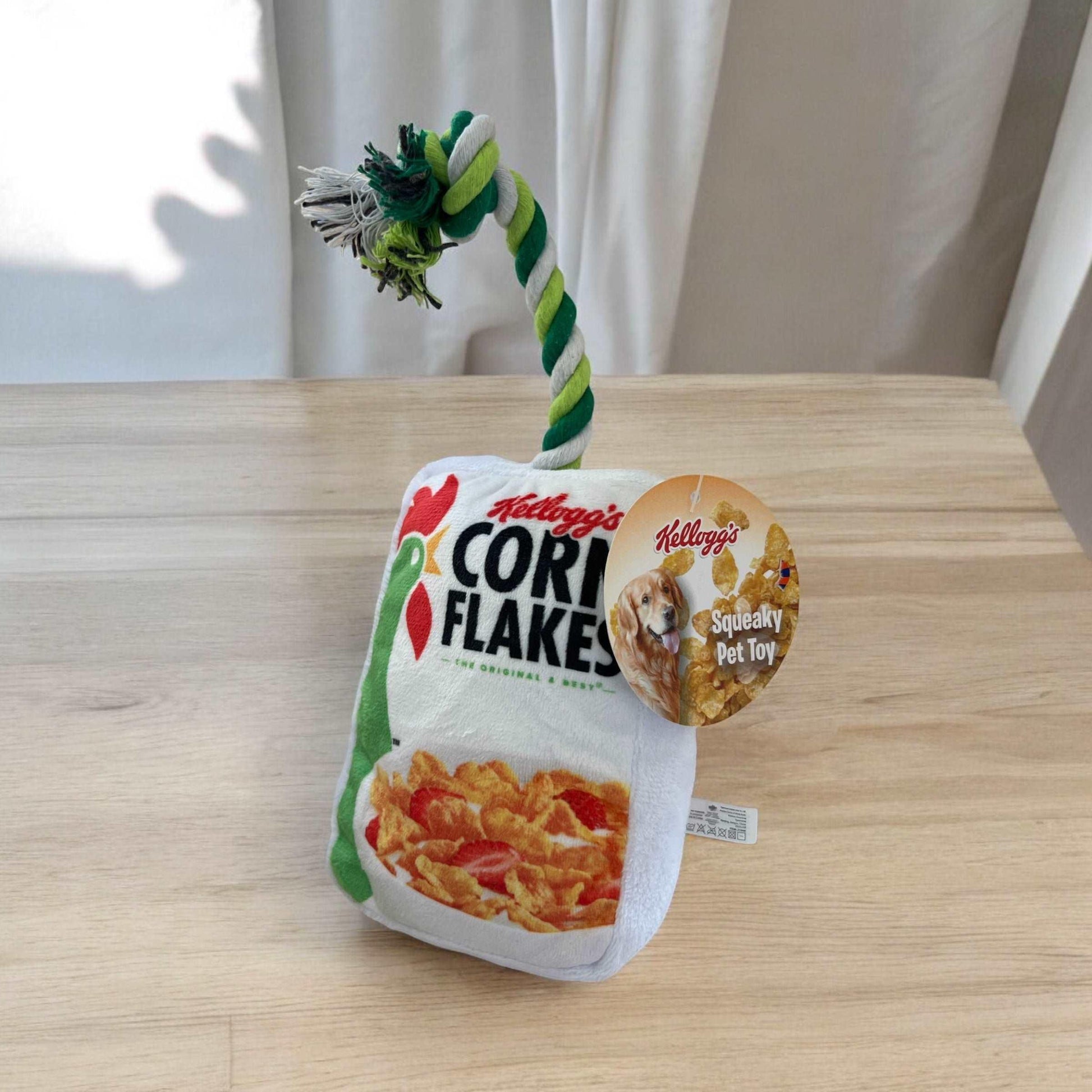 Corn Flakes Squeaky Pet Toy & Rope - bearsupreme