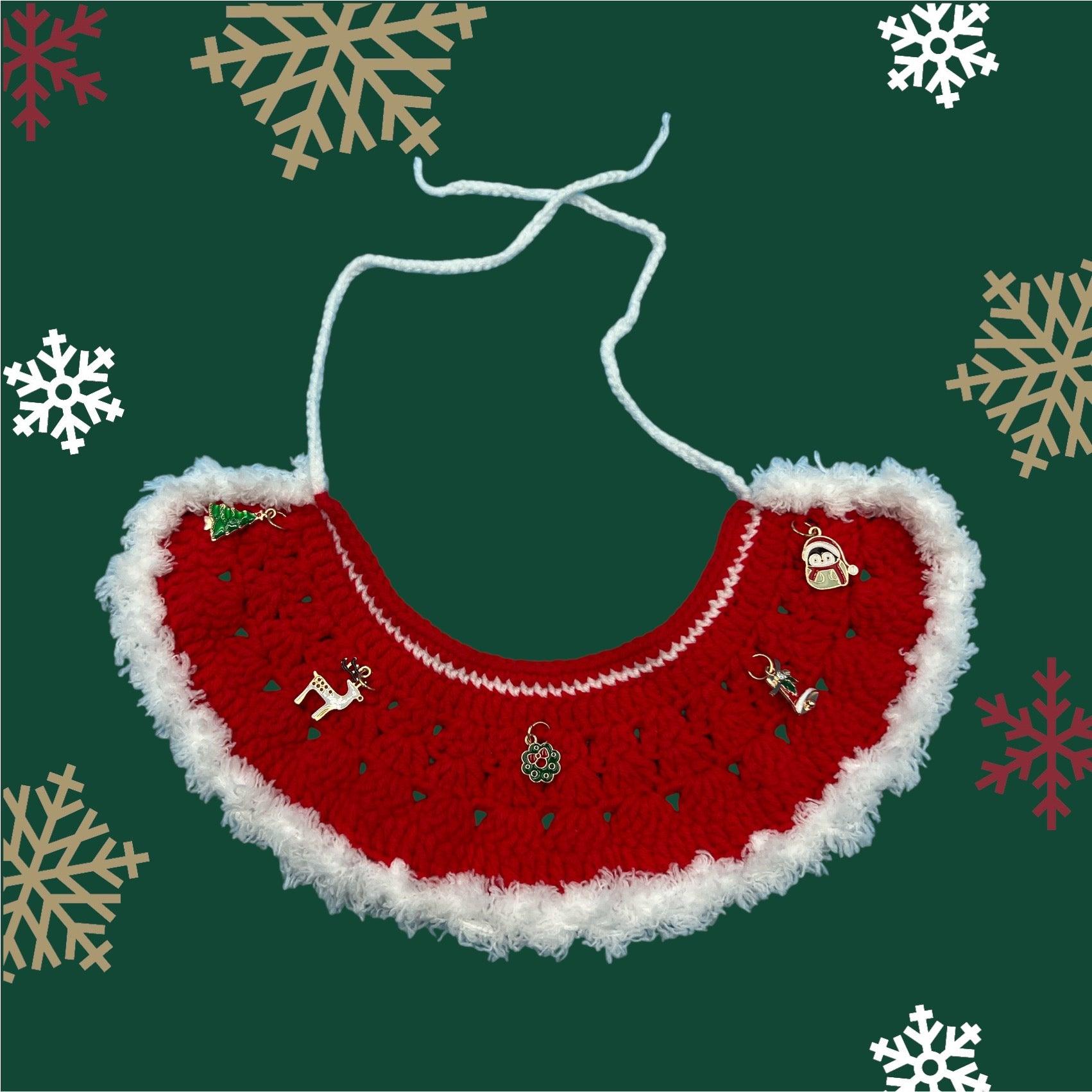 Xmas Crochet Neck piece Red - bearsupreme