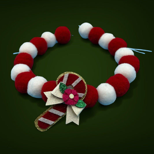 Candy Cane pom pom Neck piece-bearsupreme