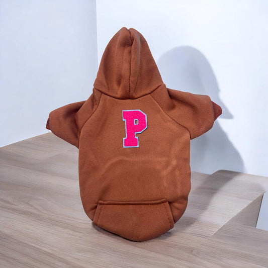 Varsity Letter Hoodie Brown - bearsupreme