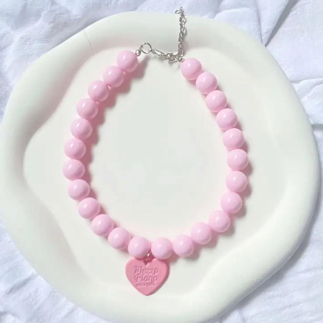 Heart Bead Charm Necklace - bearsupreme