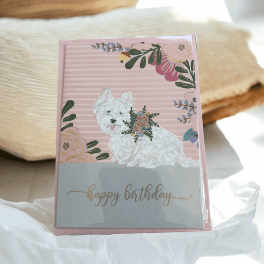 Happy Birthday doggie floral card bearsupreme