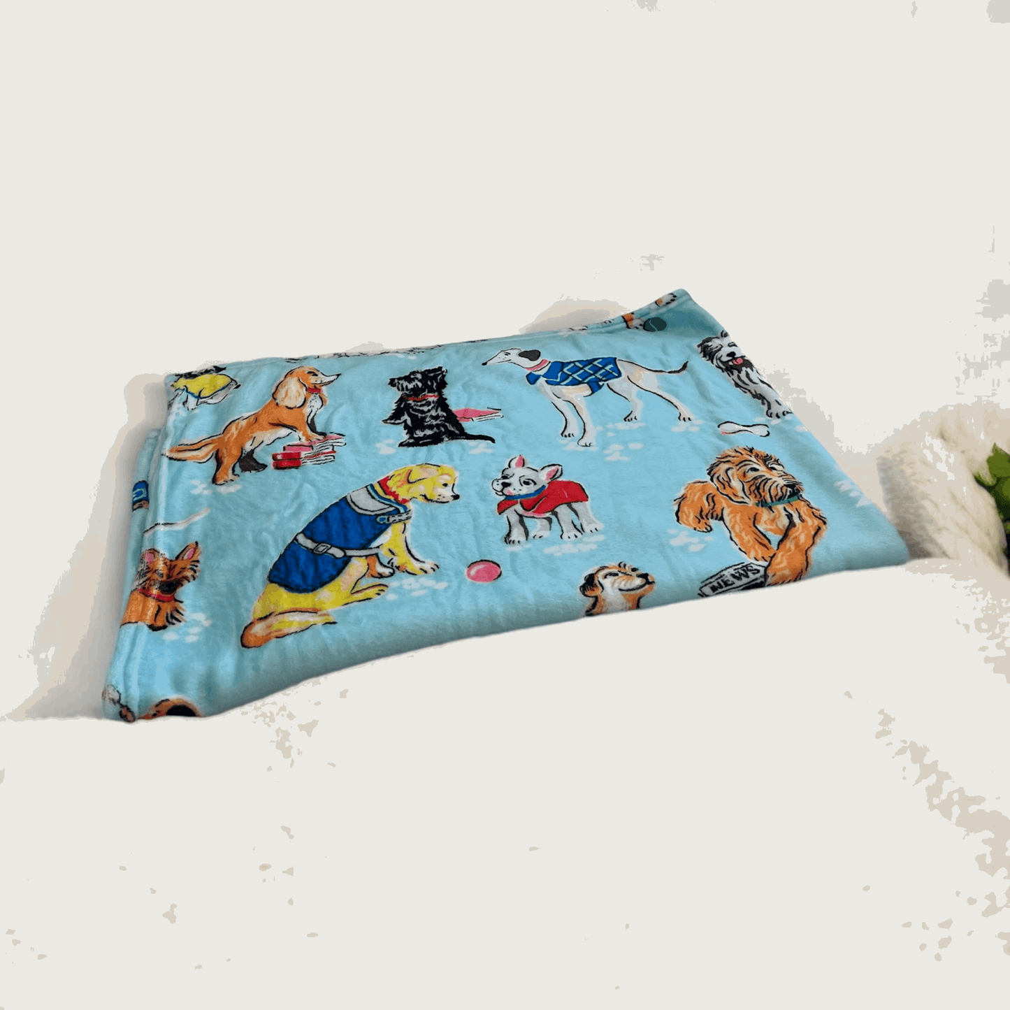 Doggy Life Print Blanket White Blue bearsupreme