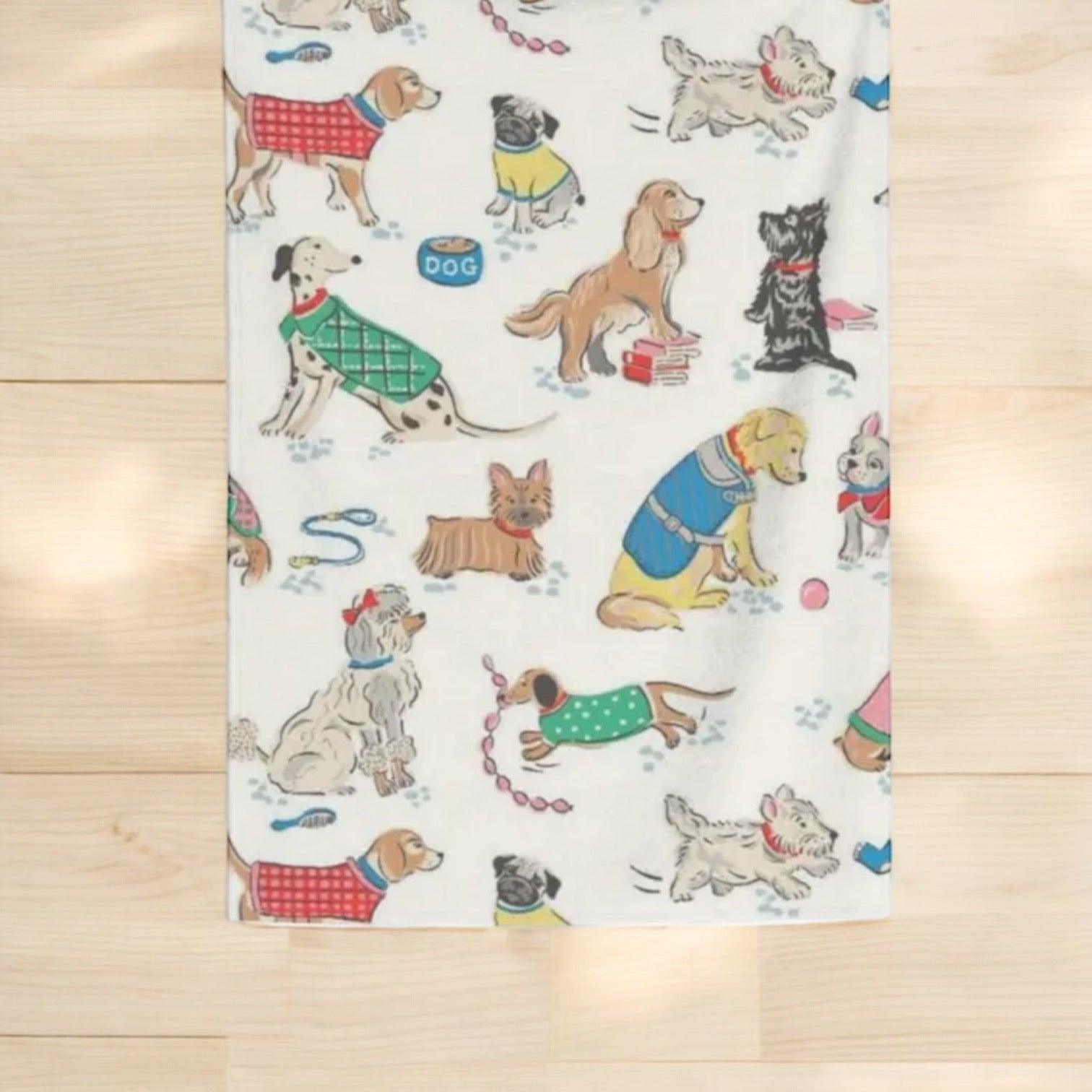 Doggy Life Print Blanket White - bearsupreme