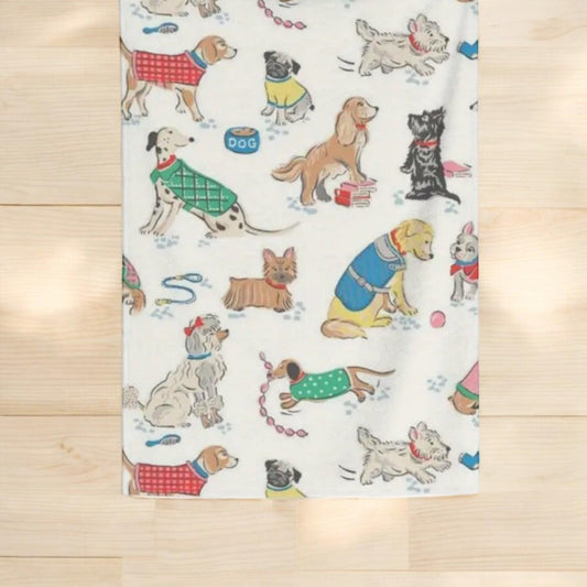 Doggy Life Print Blanket White - bearsupreme