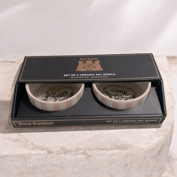 Juicy Couture Striped Pink Bowl Set of 2 bearsupreme